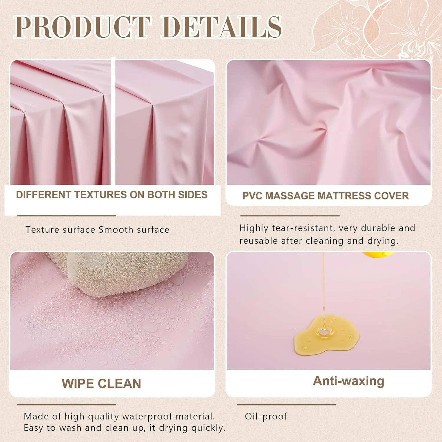 87 x 51 Inch Massage Table Sheet Reusable Wax Mat Pad Waterproof PVC Waxing Mat for Esthetician Bed Oilproof Wax Bed Cover for Spa Beauty Tattoo Grafting Eyelash (Pink)