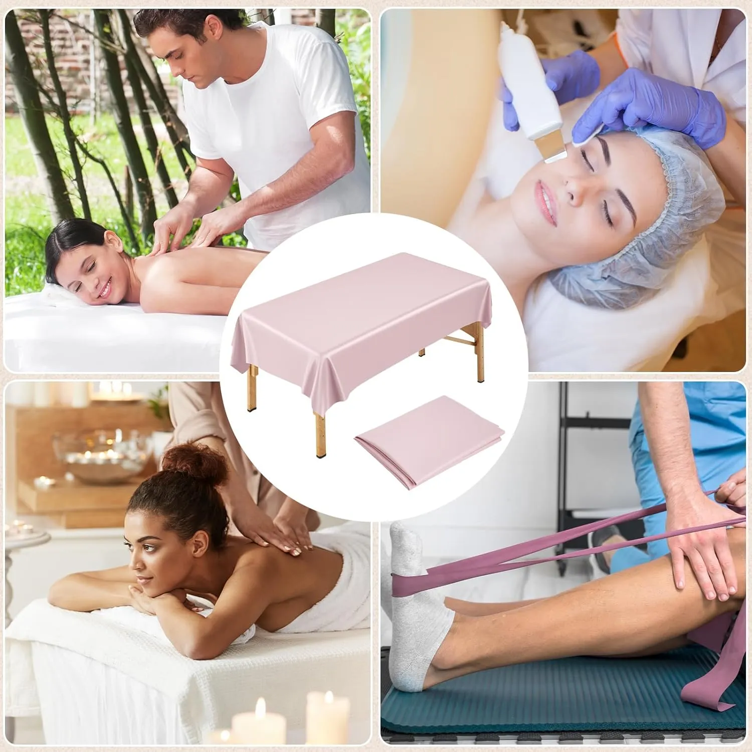 87 x 51 Inch Massage Table Sheet Reusable Wax Mat Pad Waterproof PVC Waxing Mat for Esthetician Bed Oilproof Wax Bed Cover for Spa Beauty Tattoo Grafting Eyelash (Pink)
