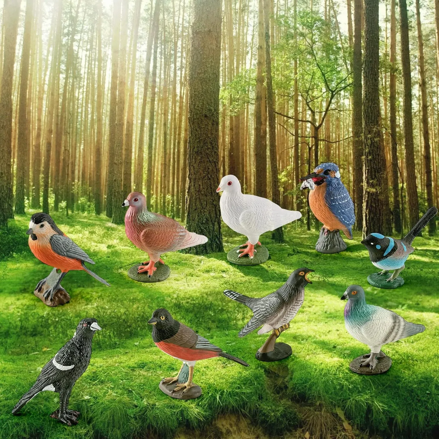9PCS Backyard Birds Figurines Realistic Bird Toys Set Birds Figures for Educational Toys Birthday Party Cake Topper Gift for Kids Toddler
