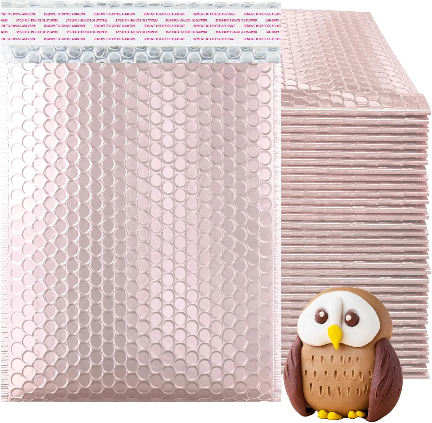 ABC Rose Gold Bubble Mailers, 6.5 x 9 Inches, 200 Pack. Metallic Aluminum Foil and Polyethylene Envelope. Waterproof Packaging for Jewelry