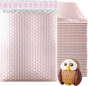 ABC Rose Gold Bubble Mailers, 6.5 x 9 Inches, 200 Pack. Metallic Aluminum Foil and Polyethylene Envelope. Waterproof Packaging for Jewelry