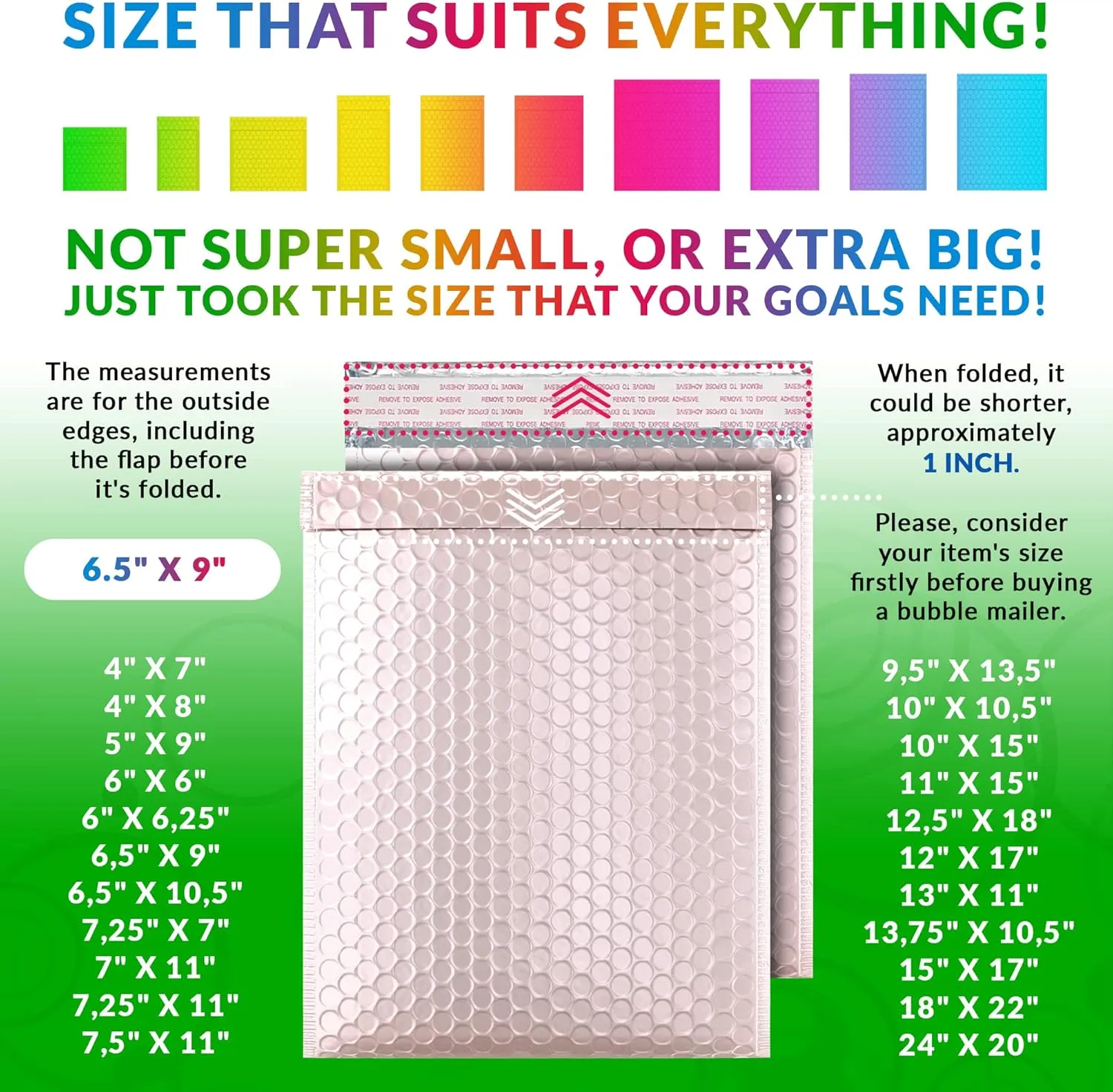 ABC Rose Gold Bubble Mailers, 6.5 x 9 Inches, 200 Pack. Metallic Aluminum Foil and Polyethylene Envelope. Waterproof Packaging for Jewelry