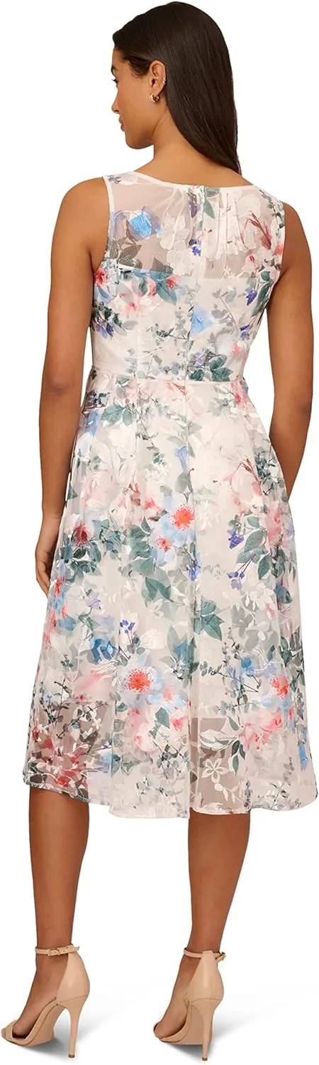 Adrianna Papell Women's Floral Printed Veiled Dress