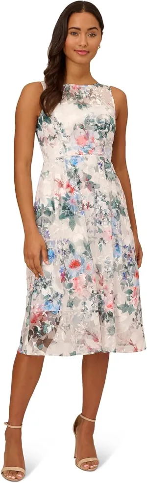 Adrianna Papell Women's Floral Printed Veiled Dress