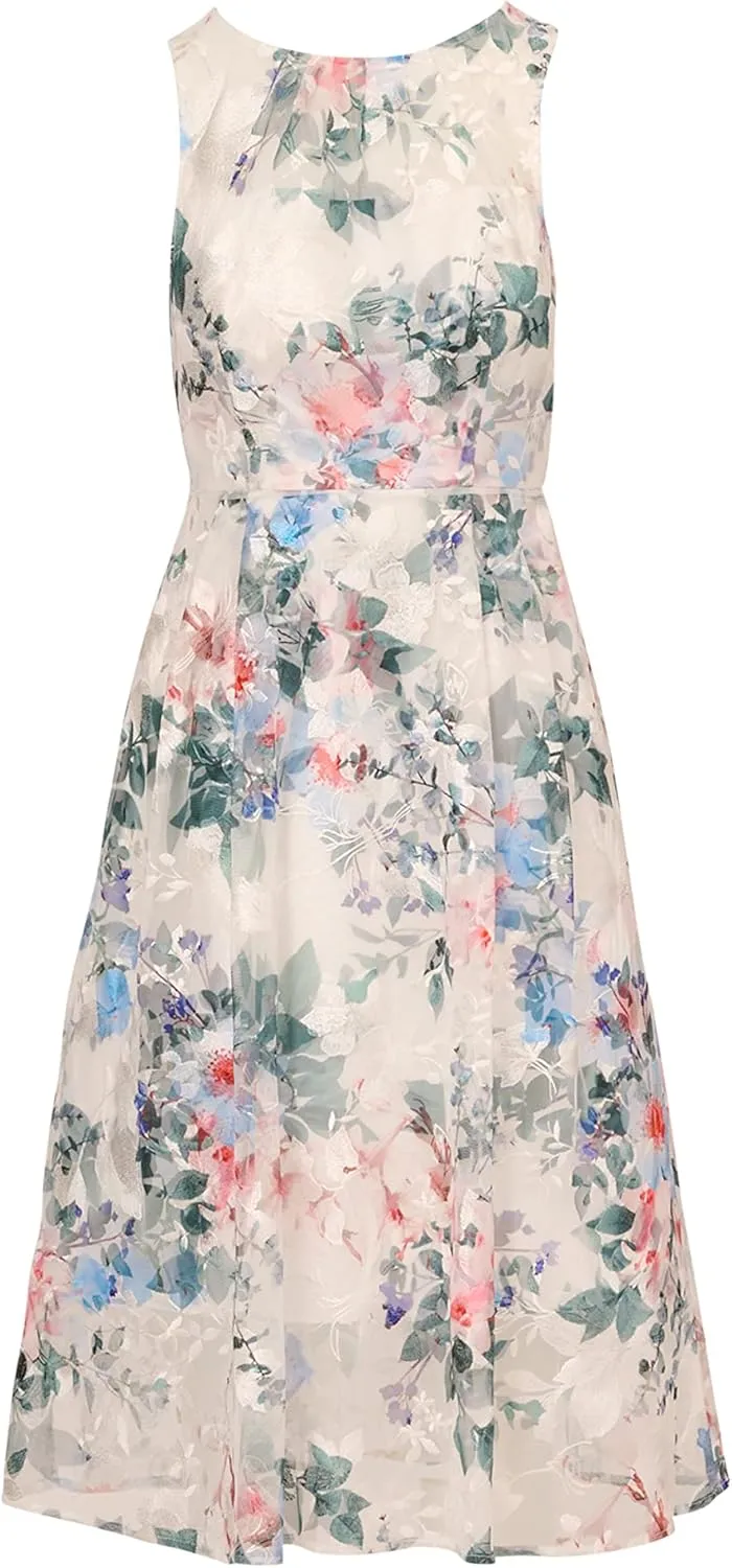 Adrianna Papell Women's Floral Printed Veiled Dress