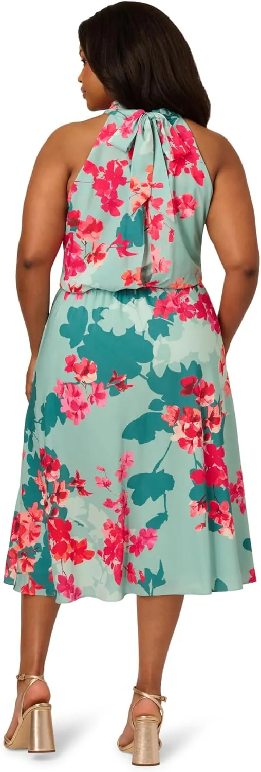 Adrianna Papell Women's Halter Printed Midi Dress