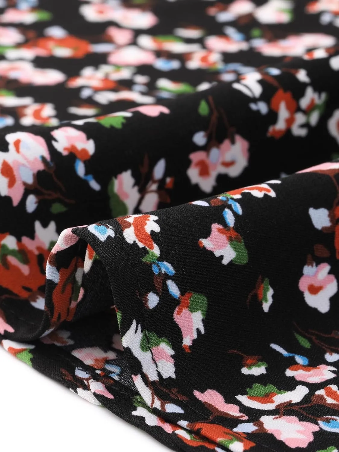 Agnes Orinda Plus Size Summer Tops for Women Floral V Neck Ruffle Puff Short Sleeve Casual Blouse