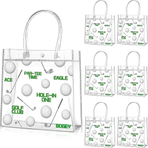 Aliceset 20 Pcs Golf Party Clear Goodie Bag with Handles Golf Snack Treat Bags for Team Masters Themed Party Game Tournament Supplies Birthday Gifts Decorations, 8 x 8 x 3.15 Inch