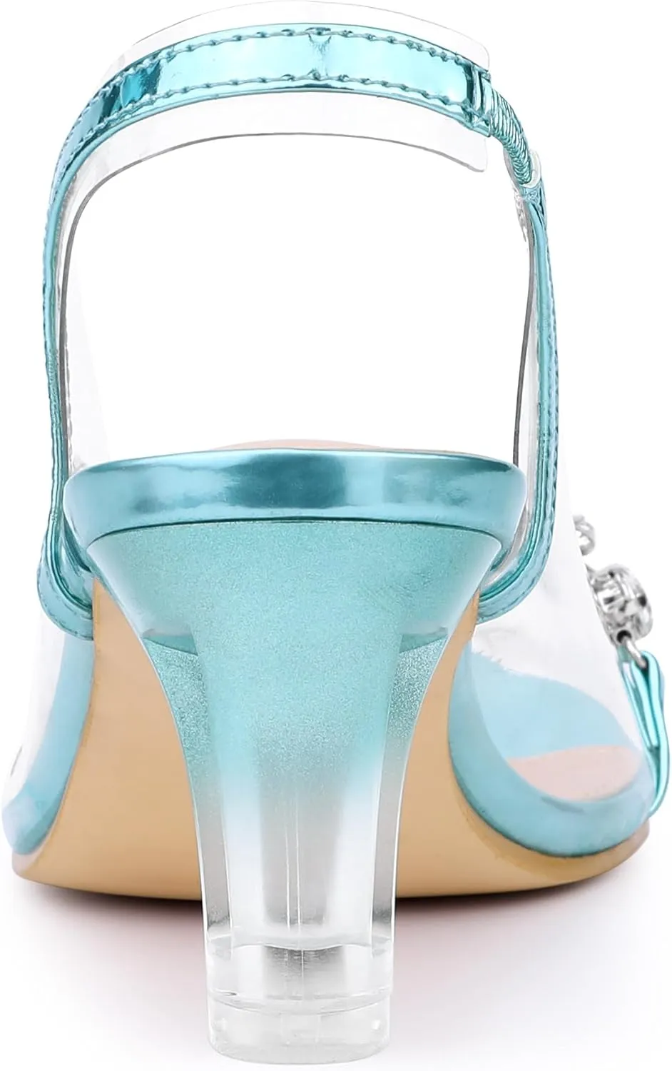 Allegra K Women's Clear Slingback Flower Rhinestone Peep Toe Heels Sandals