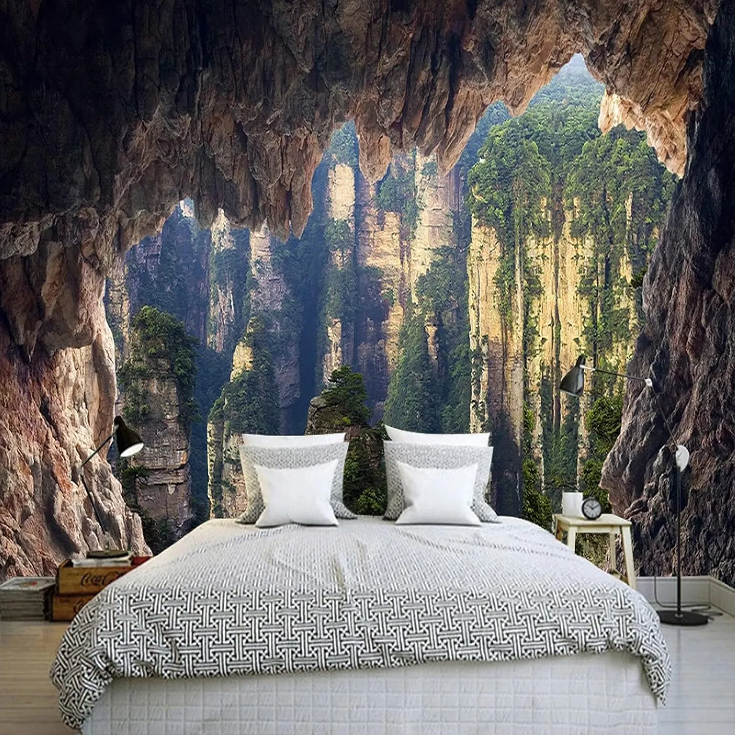 Alpine Caves Print Wallpaper, Natural Landscape Wall Mural,for Teen Boys Girls Bedroom Living Room TV Background Wall Home Decoration-116 W x 91" H-It's not Peel and Stick