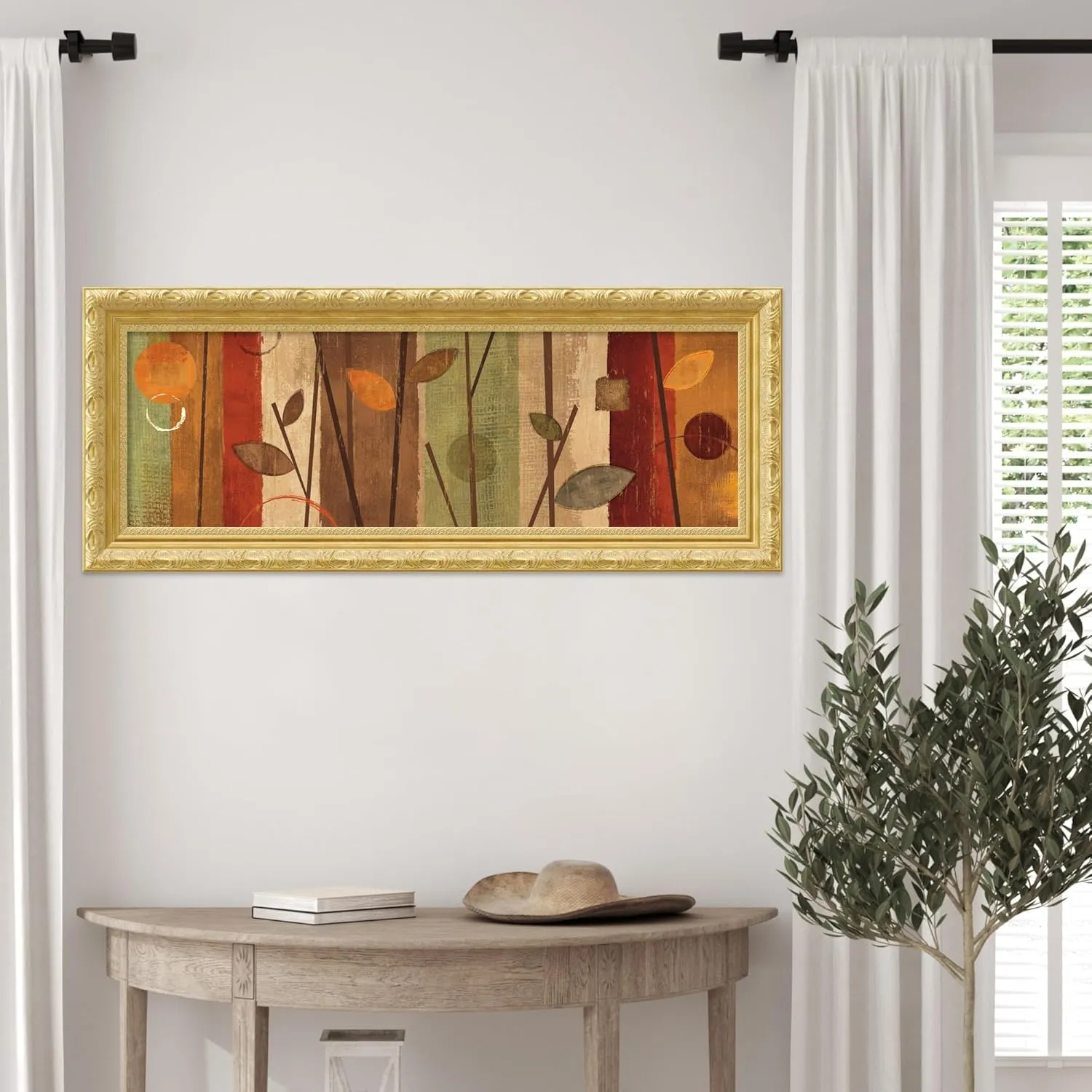 Amanti Art Framed Wall Art Print 15x36 Modern Forest Natural by Veronique Charron, Nature Wall Art, Modern Contemporary Decor, Medium Poster Painting Artwork for Living Room, Bedroom, Bathroom,