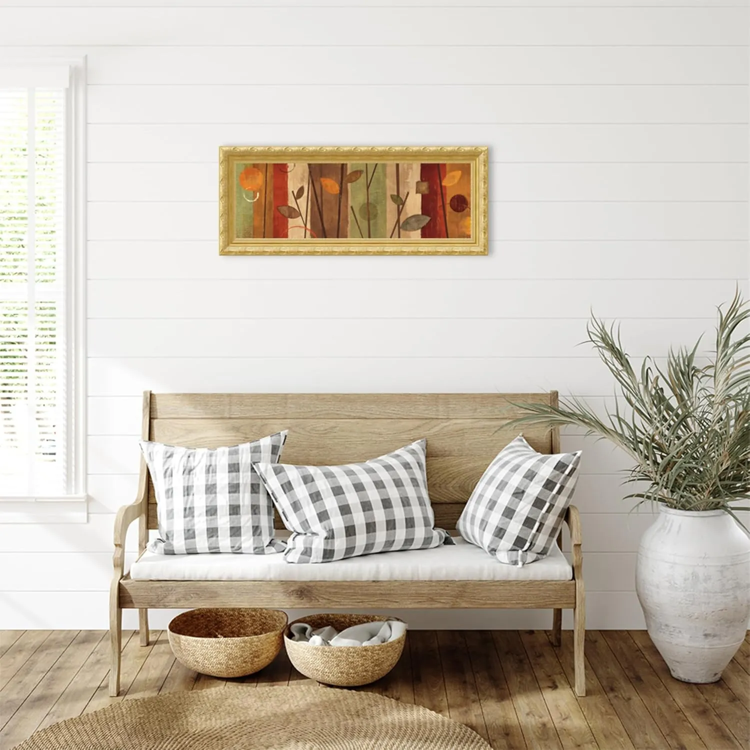 Amanti Art Framed Wall Art Print 15x36 Modern Forest Natural by Veronique Charron, Nature Wall Art, Modern Contemporary Decor, Medium Poster Painting Artwork for Living Room, Bedroom, Bathroom,