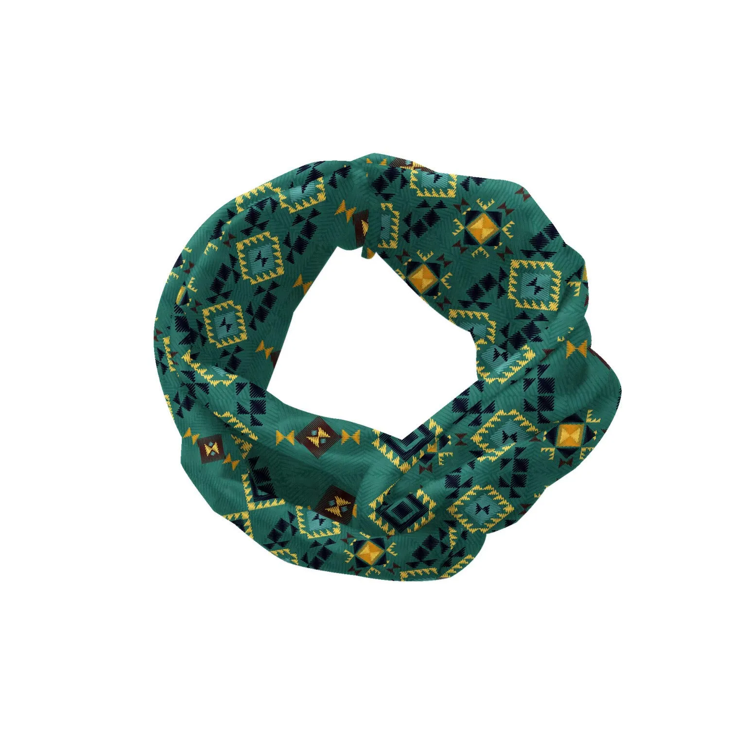 Ambesonne Boho Headband for Women, Inspired Design of Geometric Motifs, Elastic Comfy Hair Accessory Knotted Head Wrap Everyday Use, XS-S, Dark Seafoam Yellow