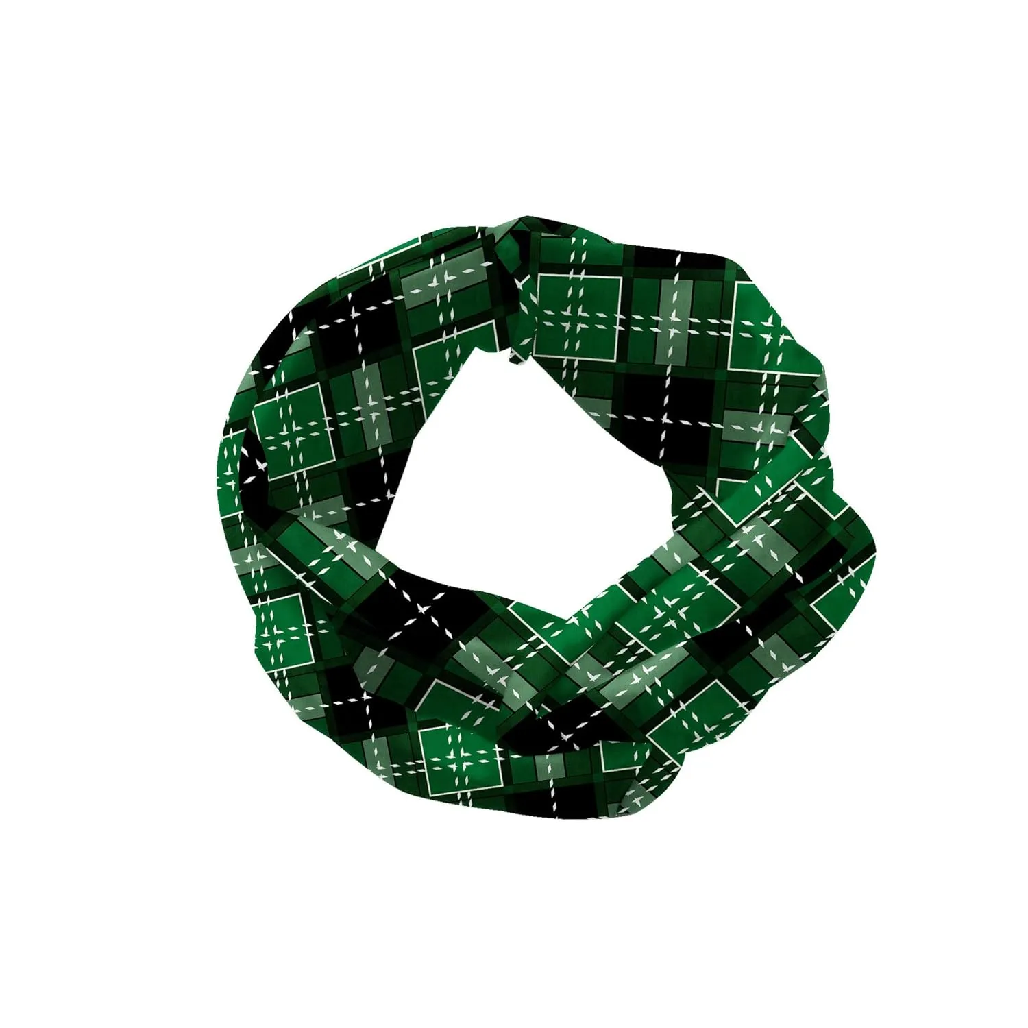 Ambesonne Checkered Headband Set of 2, Abstract Old Fashioned Classic Irish Tartan Pattern with Geometric Symmetric, Knotted Elastic Hair Band Accessory for Women Everyday Use, M-L, Black and Green