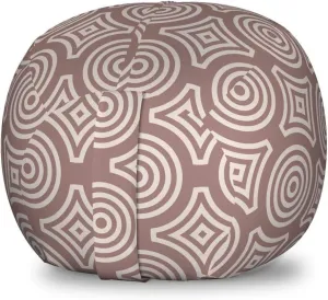 Ambesonne Earth Tones Storage Toy Bag Chair, Geometric Round Spirals Abstract Vintage Diamond Shapes Retro Graphic, Stuffed Animal Organizer Washable Bag, Small Size, Pale Mauve Taupe