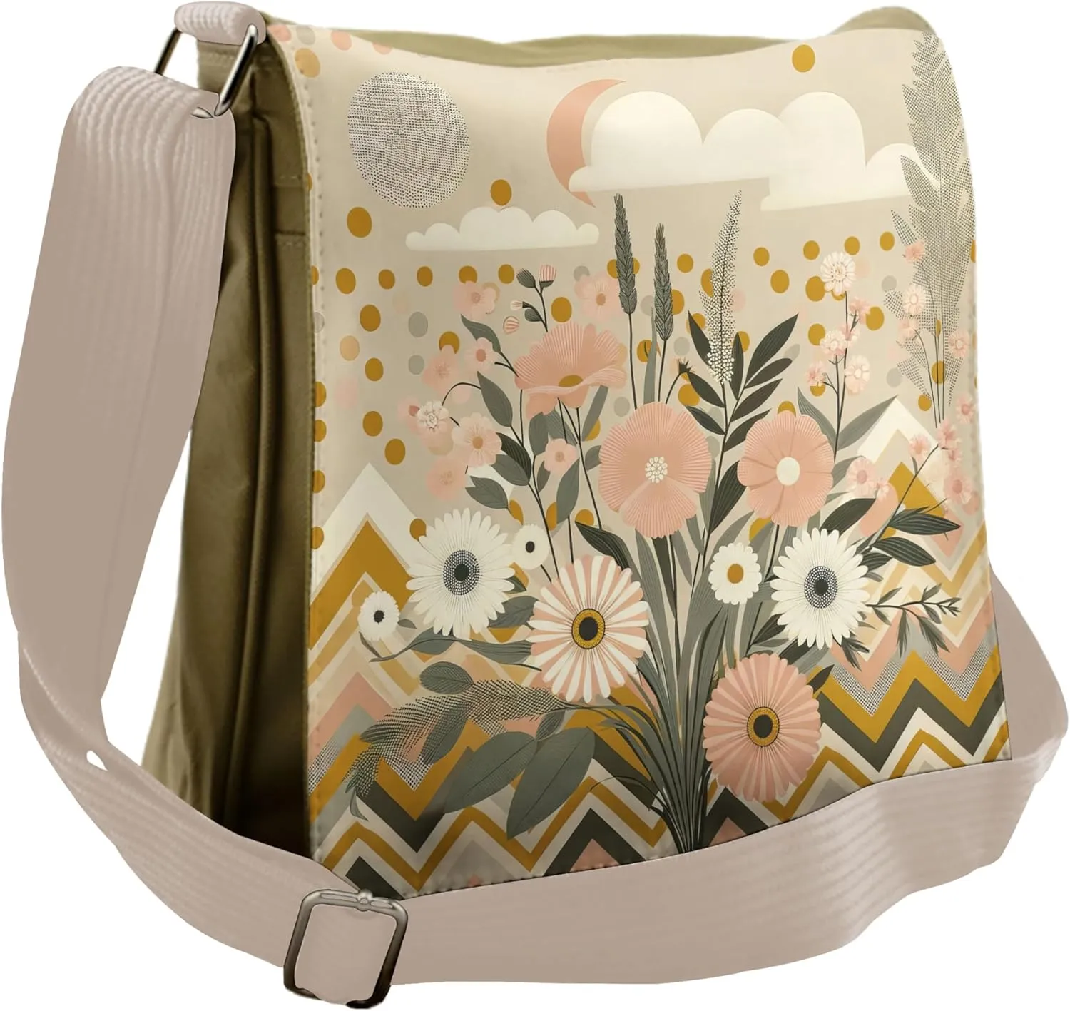 Ambesonne Floral Eucalyptus Messenger Bag, Boho Nordic Art, Unisex Cross-body