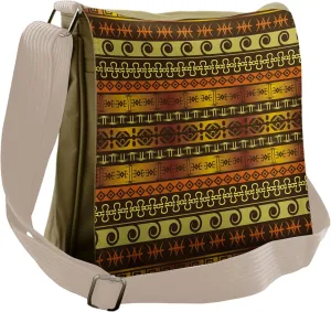 Ambesonne Tribal Messenger Bag, Geometric Indigenous Art, Unisex Cross-body