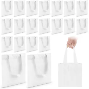 Amylove Mini Tote Bag Sublimation Blank Canvas Tote Bags Reusable Grocery Bags DIY Sack Goody Bag for Party Event Bag(8.5 x 8 Inch,White,24 Pcs)
