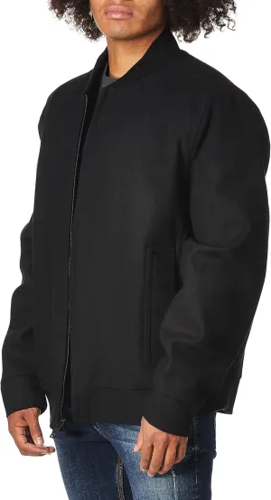 Andrew Marc Men's Barlow Melton Wool Bomber Jacket, Black, Large