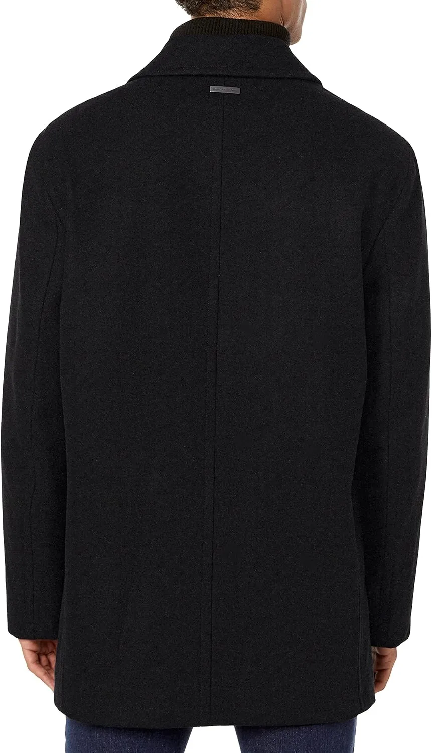Andrew Marc Men's Burnett Melton Double-Breasted Wool Pea Coat Jacket
