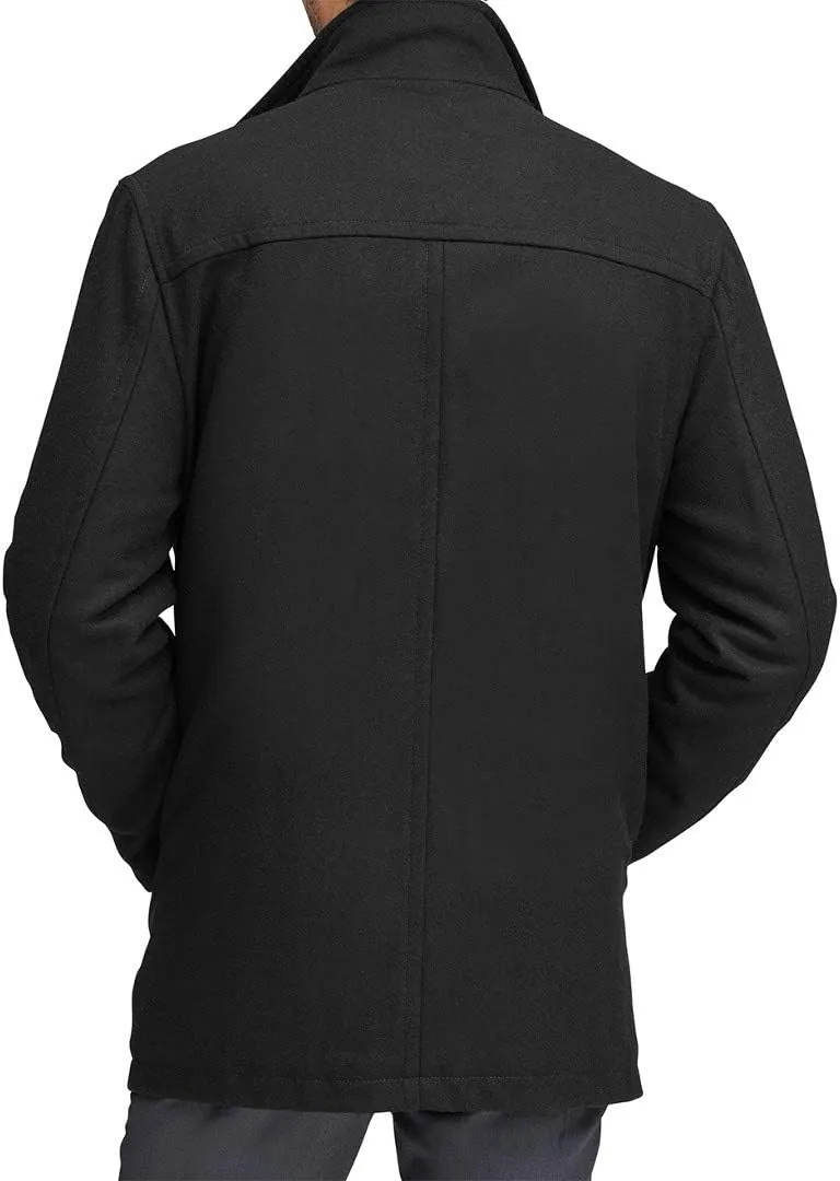Andrew Marc Men's Coyle Wool Stand Collar Jacket with Knit Bib Insert