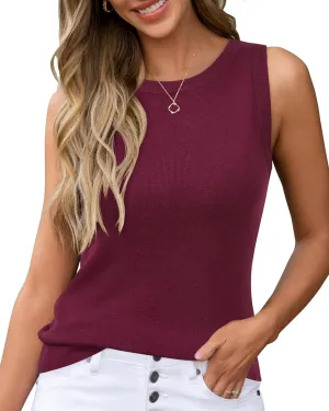Arach&Cloz 2025 Women's Non See Through Tank Tops Spring Summer Sleeveless Crew Neck Knit Business Casual Outfits
