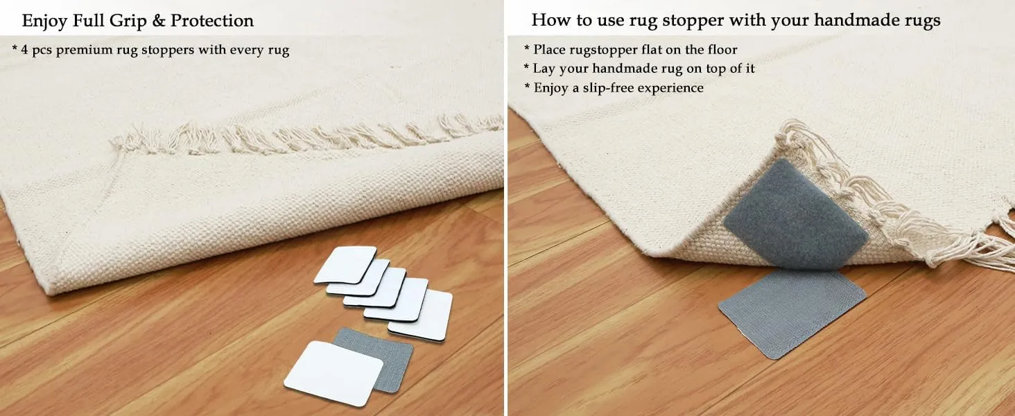 Area Rug 10x14 Kilim Rug Blue Dhurrie Geometric Thick 0.19 inches Stone Easy Washable Rug Hand Wash Cotton Carpet Flatweave Rug Indoor Outdoor Rugs for Living Room, Bedroom