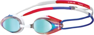 ARENA Tracks Unisex Junior Youth Essential Racing Swim Goggles Kids Swimmers Young Racers 6-12 Anti-Fog Coated Mirror Lens, Gold/Blue/Red