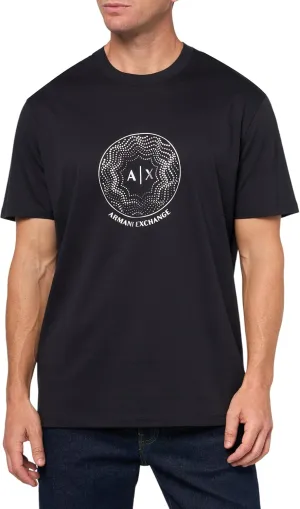 Armani Exchange Men's A|x Black and Gold Circle Logo T-Shirt