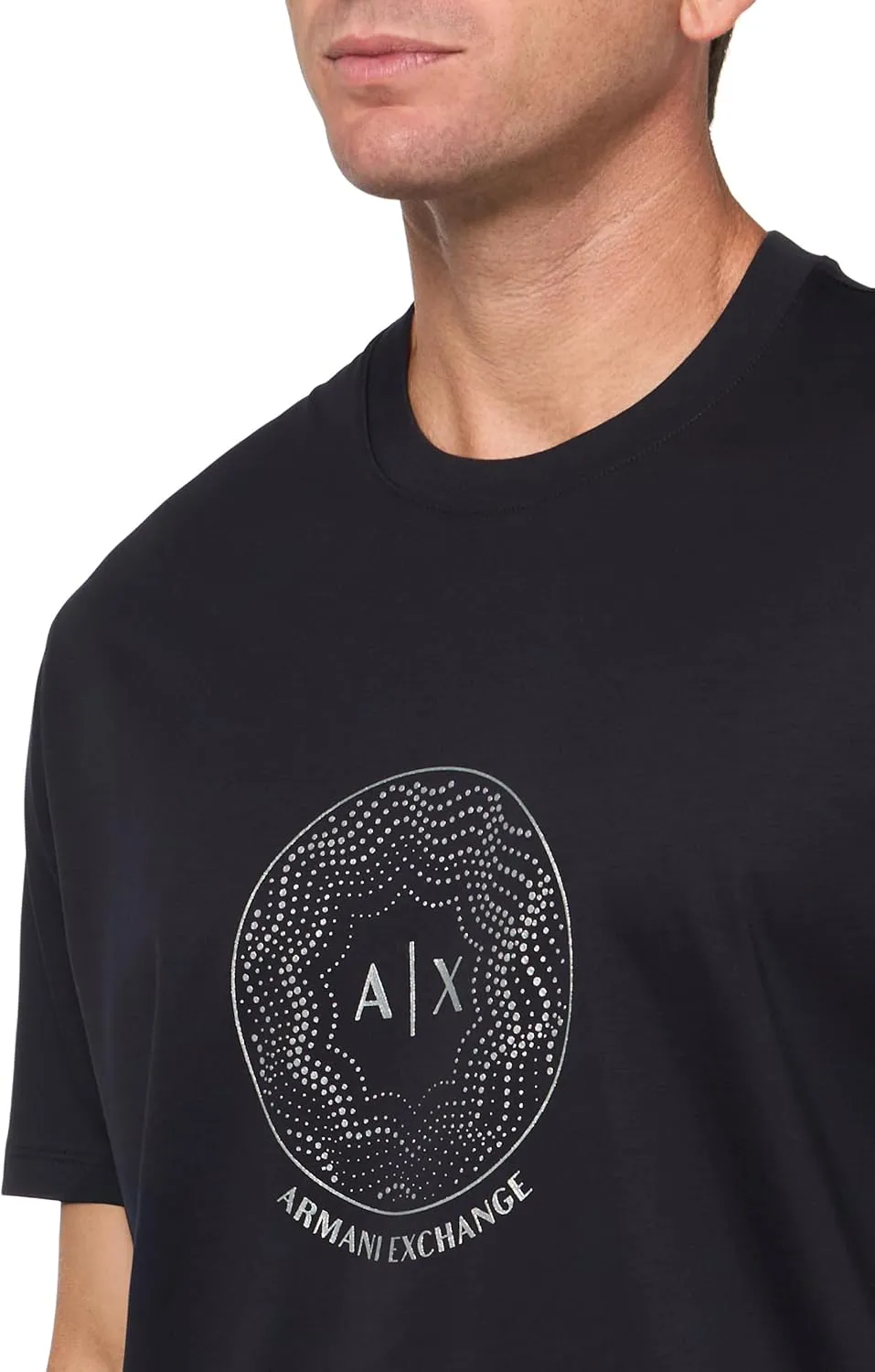 Armani Exchange Men's A|x Black and Gold Circle Logo T-Shirt
