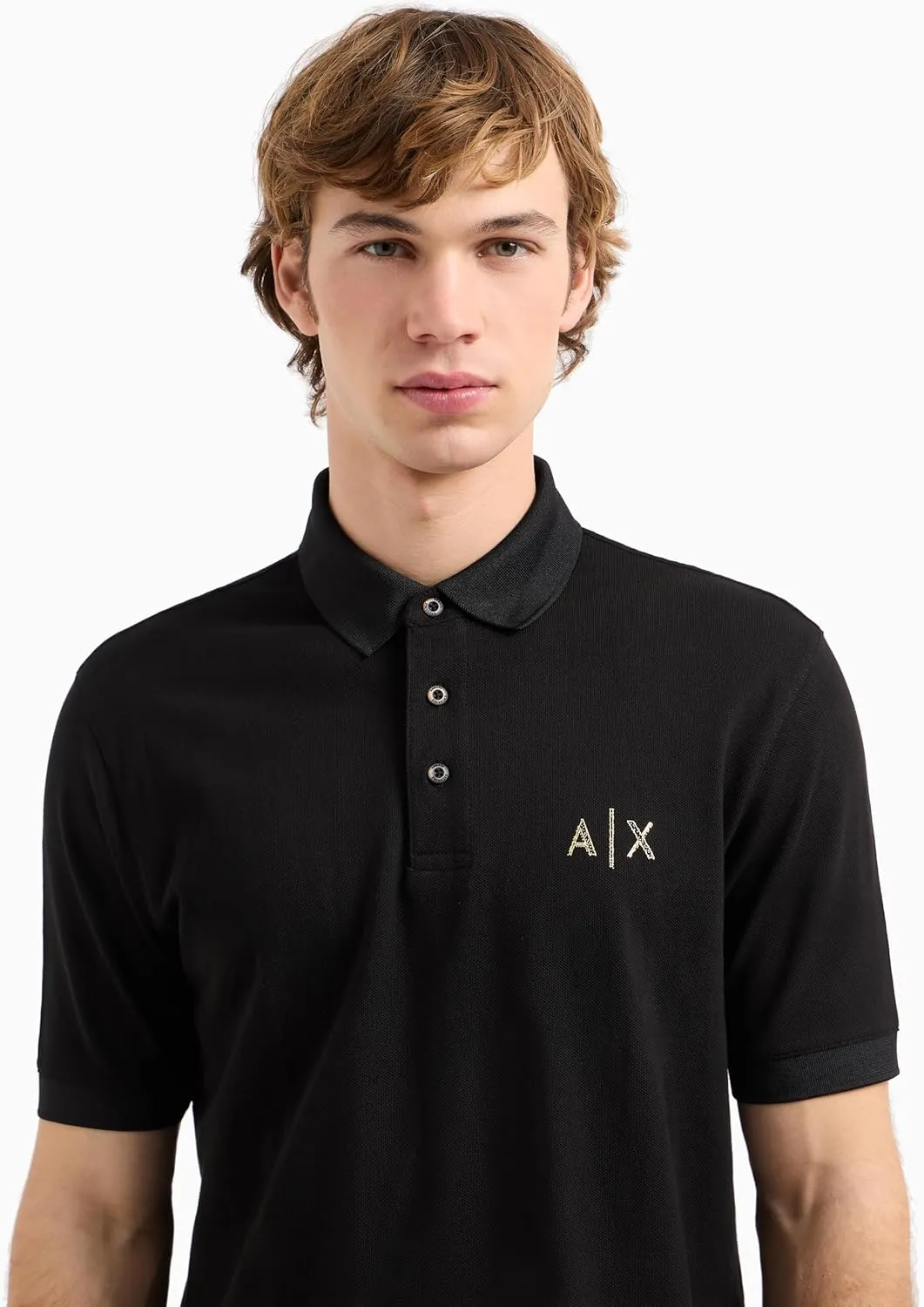Armani Exchange Men's A|x Black and Gold Polo