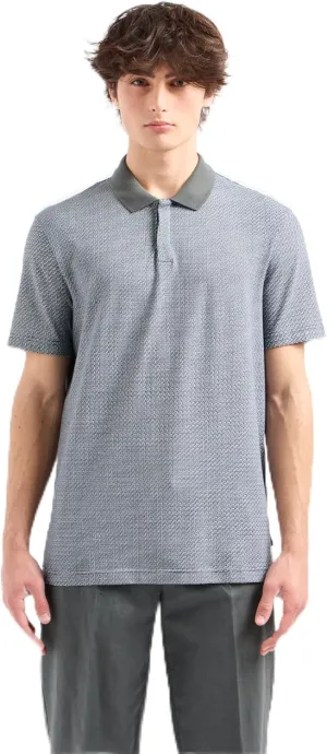 Armani Exchange Men's Regular Fit Printed All Over Pique Polo
