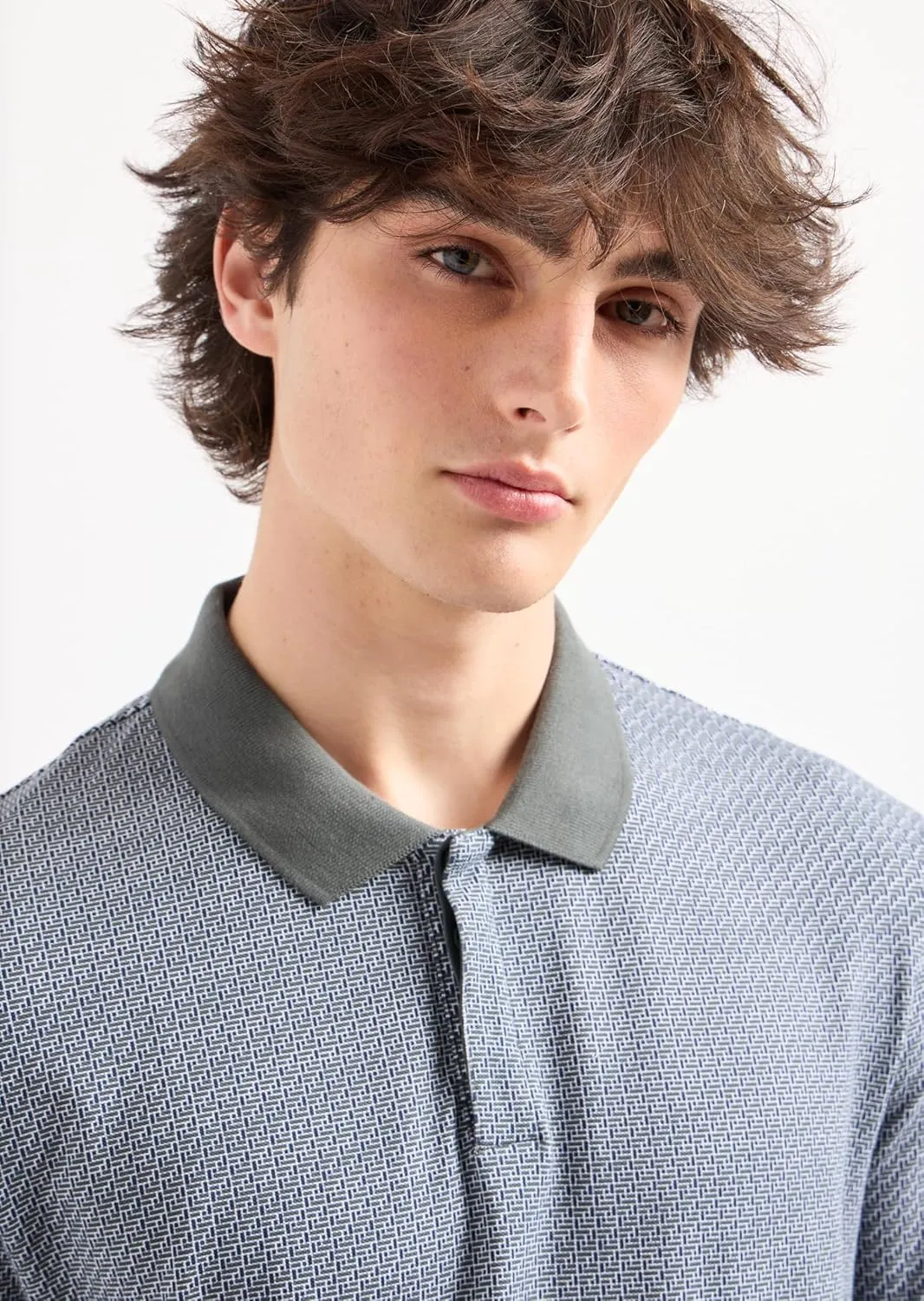 Armani Exchange Men's Regular Fit Printed All Over Pique Polo