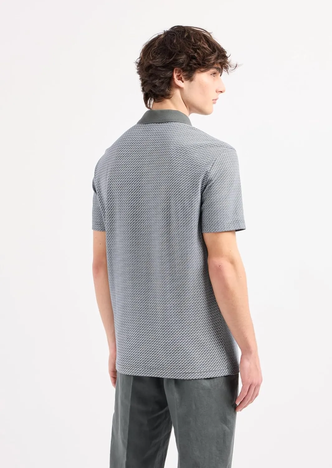 Armani Exchange Men's Regular Fit Printed All Over Pique Polo