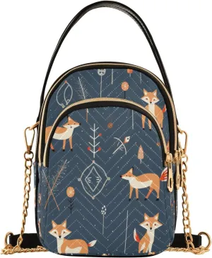 Arrow with Baby Fox Crossbody Handbags for Women Casual Leather Shoulder Phone Purse