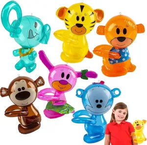 ArtCreativity Hug Me Zoo Animal Inflates, Set of 6, Inflatable Animal Balloons for Kids with Hugging Arms, Zoo Party Supplies and Jungle Party Decorations, Beach and Swimming Pool Toys for Children