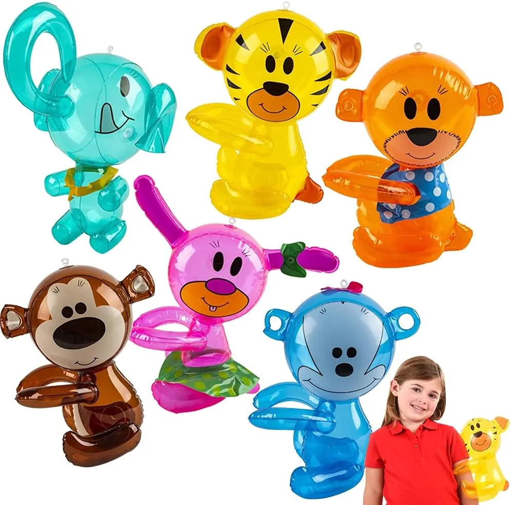 ArtCreativity Hug Me Zoo Animal Inflates, Set of 6, Inflatable Animal Balloons for Kids with Hugging Arms, Zoo Party Supplies and Jungle Party Decorations, Beach and Swimming Pool Toys for Children