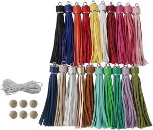 Assorted Leather Keychain Tassels for Jewelry Making 20pcs 4.3 inch Silver Faux Leather Tassels for Bead Keychain Wristlet DIY Bag Charms Cellphone Straps Key Ring Bracelet Supplies & Accessories