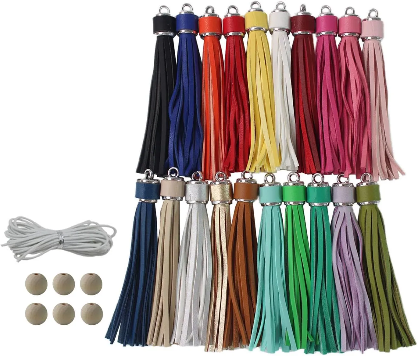 Assorted Leather Keychain Tassels for Jewelry Making 20pcs 4.3 inch Silver Faux Leather Tassels for Bead Keychain Wristlet DIY Bag Charms Cellphone Straps Key Ring Bracelet Supplies & Accessories