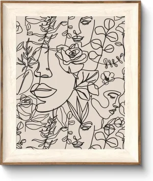 ASTRDECOR Abstract Framed Wall Art, Minimalist Boho Art Prints Women Portrait Line Art Wall Decor, Mid Century Wall Prints, Boho Wall Art Canvas, Neutral Black Beige Bedroom Wall Decor - 10''x12''