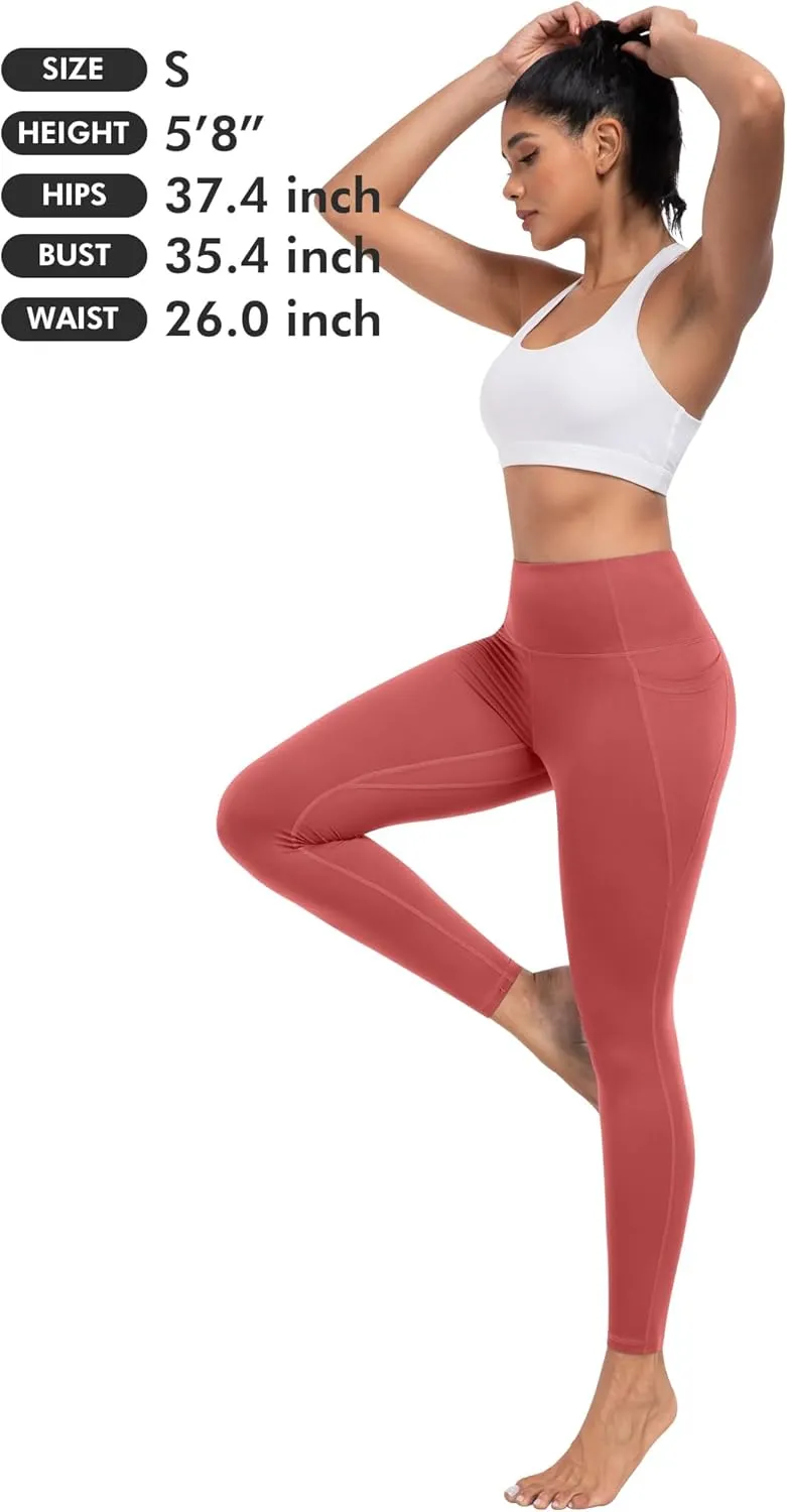 ATHVOTAR Leggings with Pockets for Women, 7 Packs High Waisted Workout Tummy Control Yoga Pants