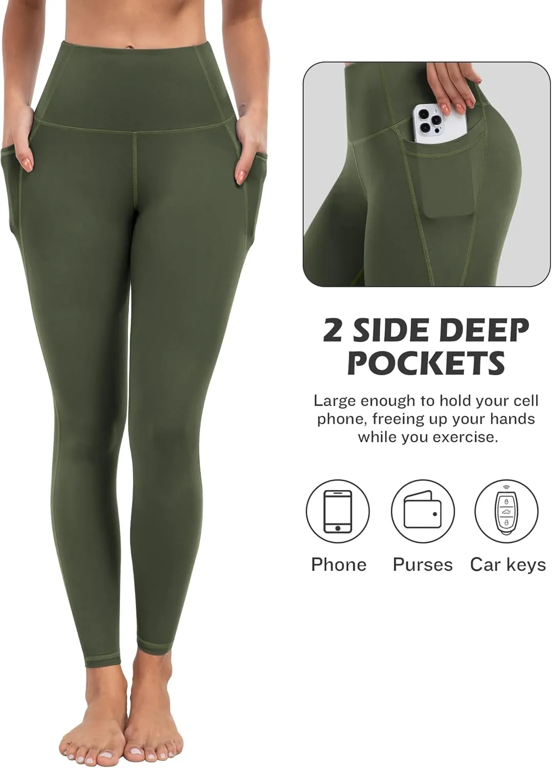 ATHVOTAR Leggings with Pockets for Women, 7 Packs High Waisted Workout Tummy Control Yoga Pants