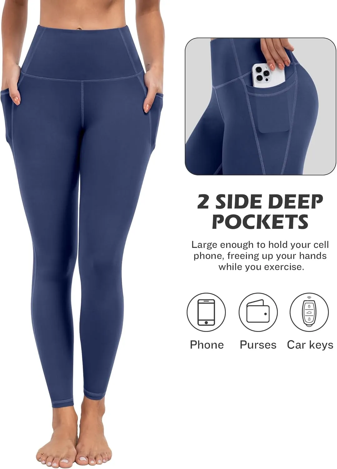 ATHVOTAR Leggings with Pockets for Women, 7 Packs High Waisted Workout Tummy Control Yoga Pants