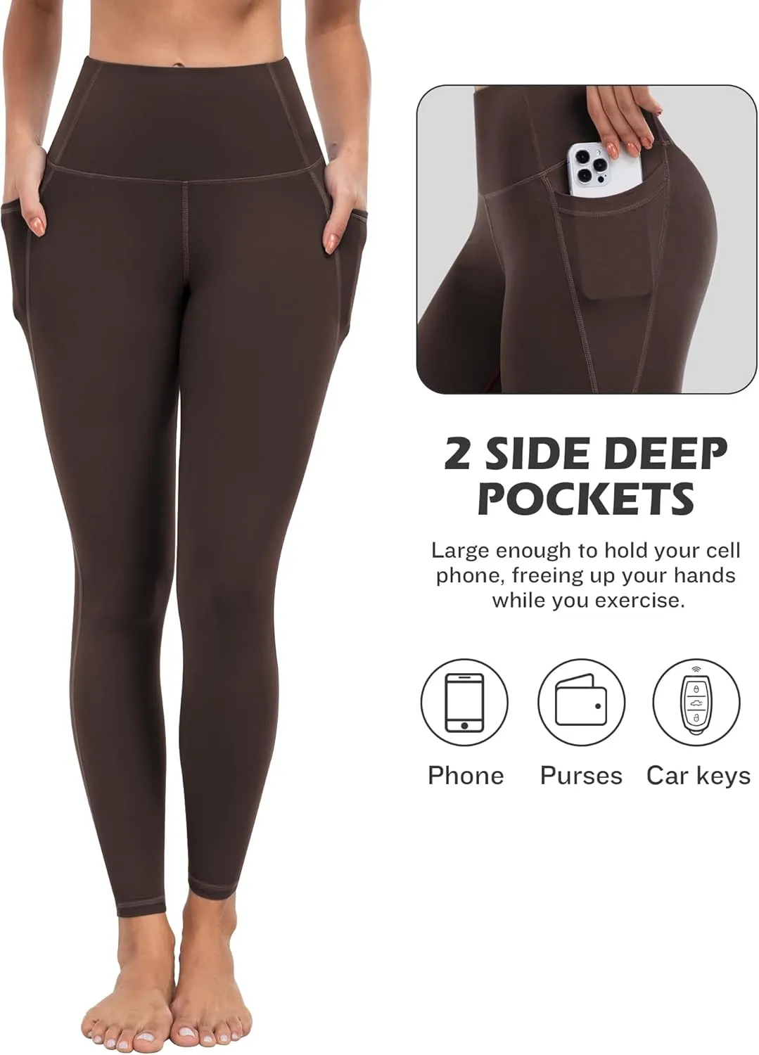ATHVOTAR Leggings with Pockets for Women, 7 Packs High Waisted Workout Tummy Control Yoga Pants
