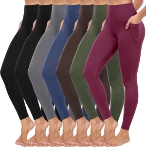 ATHVOTAR Leggings with Pockets for Women, 7 Packs High Waisted Workout Tummy Control Yoga Pants