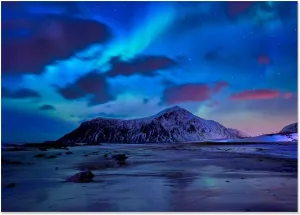 Aurora Borealis Canvas Wall Art Northern Polar Lights for Bedroom Modern Scenery Painting Print Artwork Landscape Wall Decorations Living Room Décor 70x105cm(28x41in) Frameless