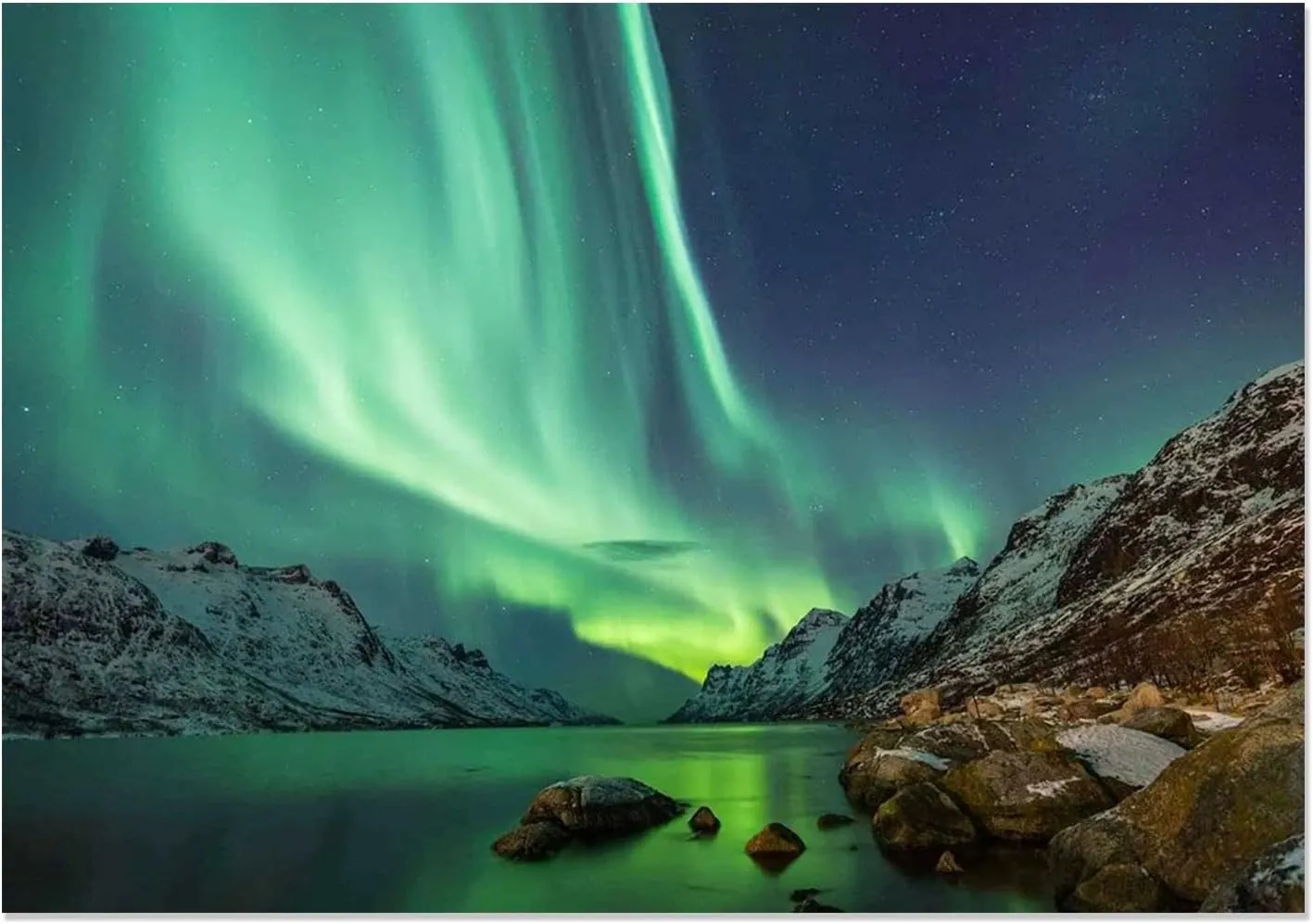 Aurora Borealis Canvas Wall Art Polar Lights Poster for Bedroom Modern Scenery Painting Print Artwork Landscape Wall Decorations Living Room Décor 50x75cm(20x30in) Frameless