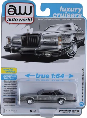 Auto World 1979 Lincoln Continental Lowrider, Luxury Cruisers [Lowrider Silver Metallic] Special Edition