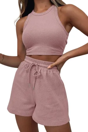AUTOMET Womens 2 Piece Shorts Lounge Sets Two Piece Summer Workout Outfits Beach Vacation Trendy 2025 Clothes