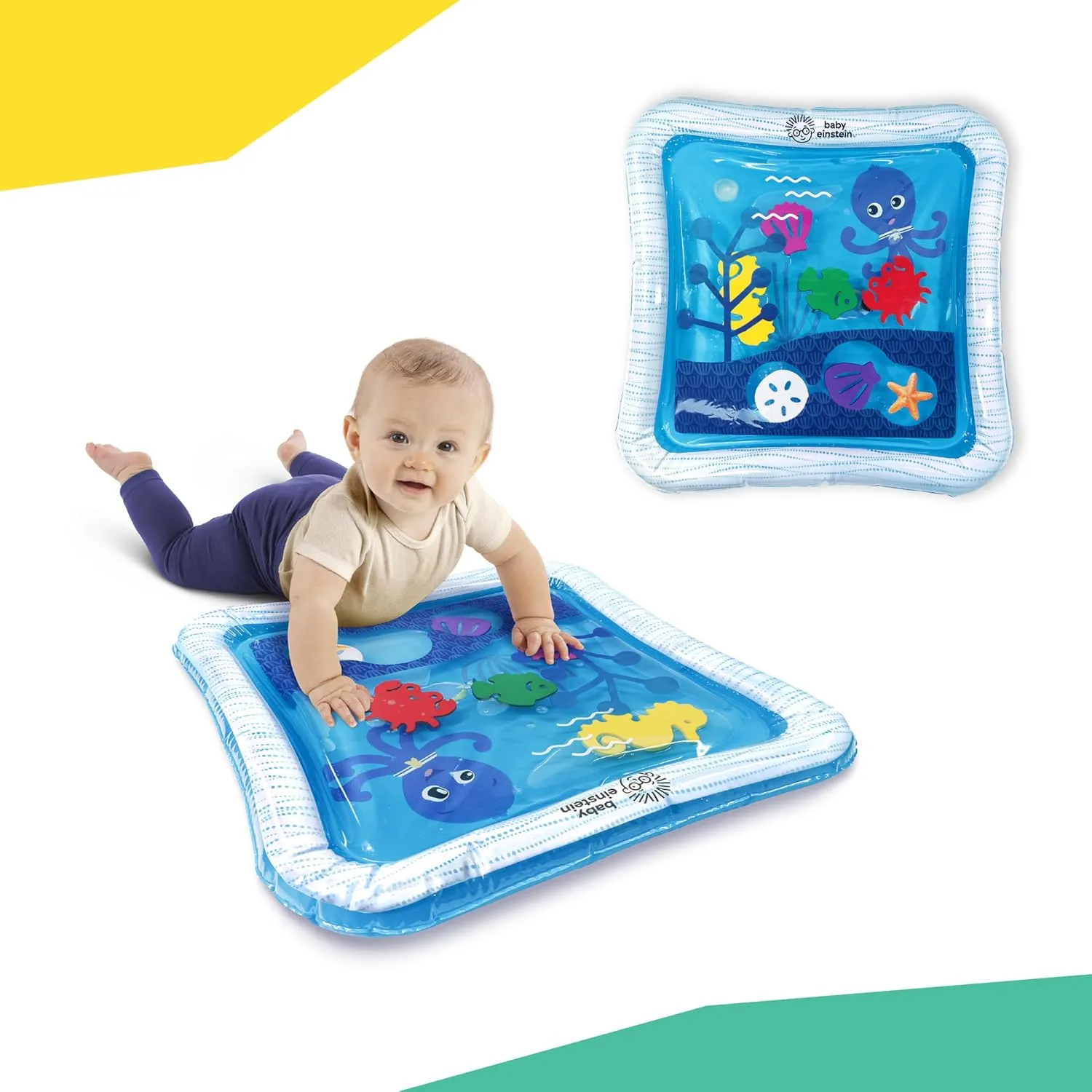 Baby Einstein Large Tummy Time Water Play Mat for Babies 0-36 Months, Mess-Free Activity & Sensory Toy, Opus the Octopus, Blue